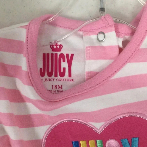 18M Juicy Ruffle Romper Pink & White Stripe Shortsleeve - Picture 7 of 7